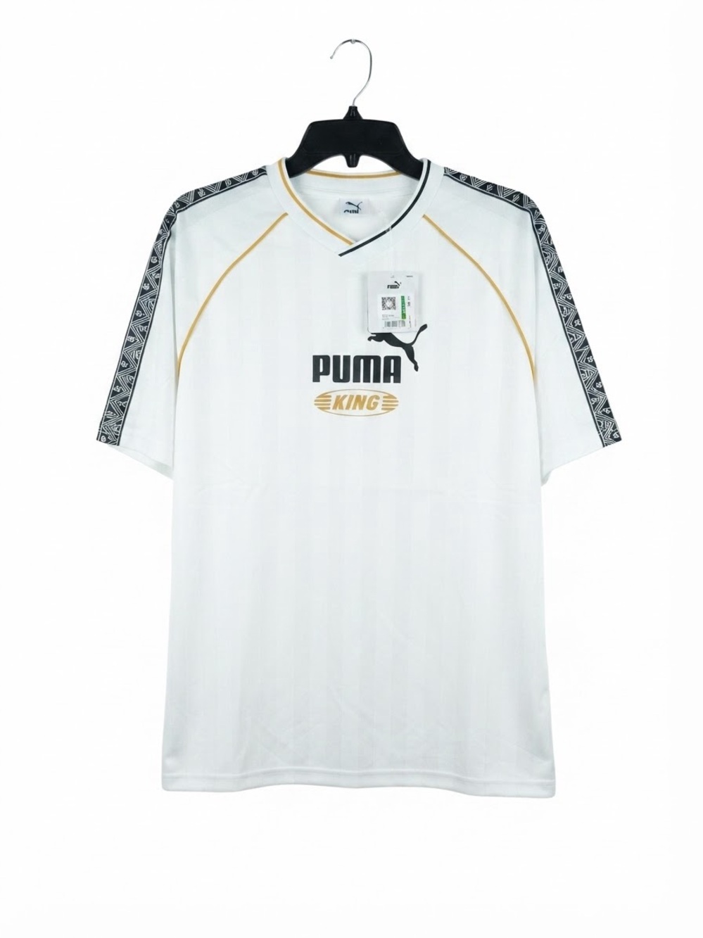 Puma Men’s White Short-Sleeve King Logo Jersey with Gold Trim